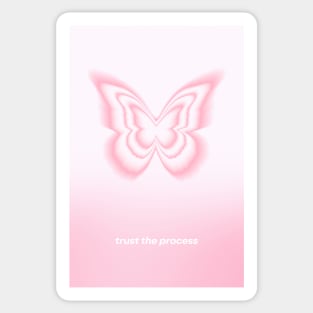 Pink Gradient Trust the Process Butterfly Aura Sticker